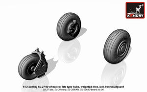 Armory Models AW72033 Sukhoj Su-27/30 Flanker wheels w/ late type hubs, weighted tires, late front mudguard 1/72 – Bild 4