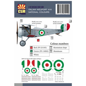 Copper State Models D32-001 Italian Nieuport XVII National Colours 1/32