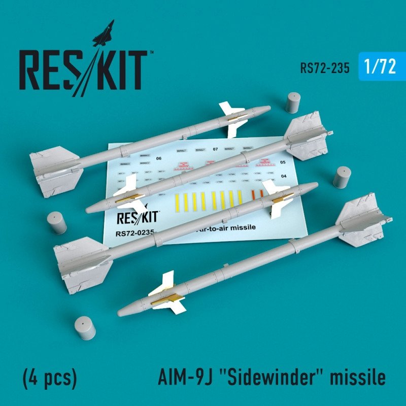 RESKIT RS72-0235 AIM-9J &amp;quot;Sidewinder&amp;quot; missile (4 PCS) 1/72