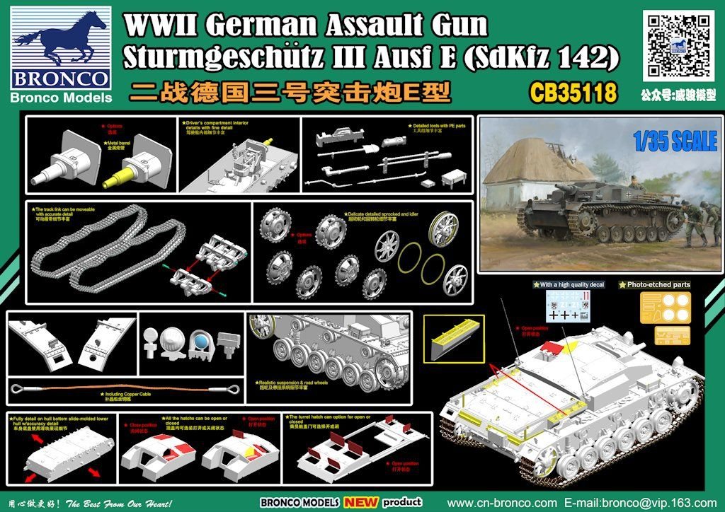 Bronco CB35118 WWII German Assault Gun Sturmgeschutz III Ausf E (SdKfz 142) 1/35 – Bild 2