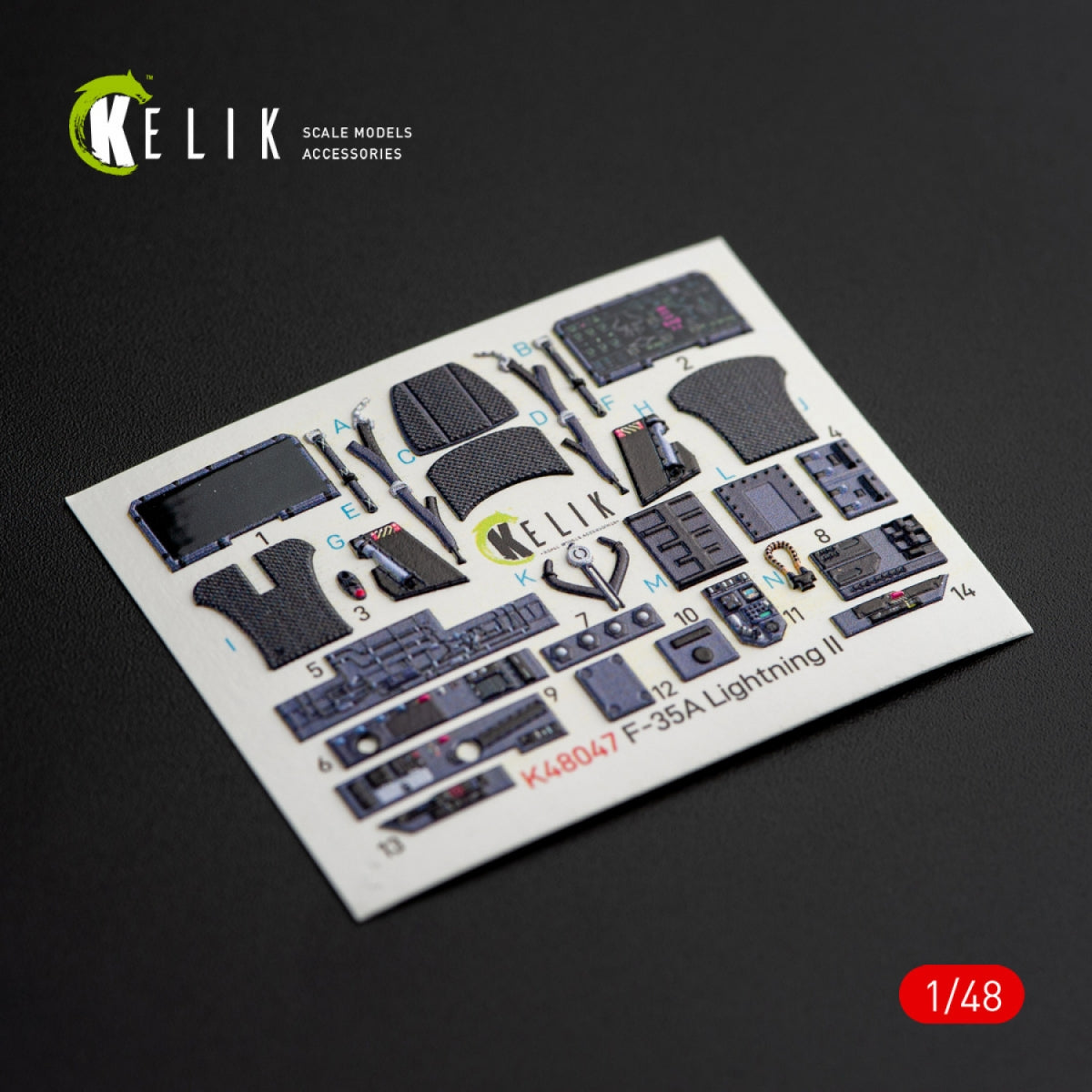 KELIK K48047 F-35A LIGHTNING II INTERIOR 3D DECALS FOR KITTY HAWK KIT 1/48 – immagine 2