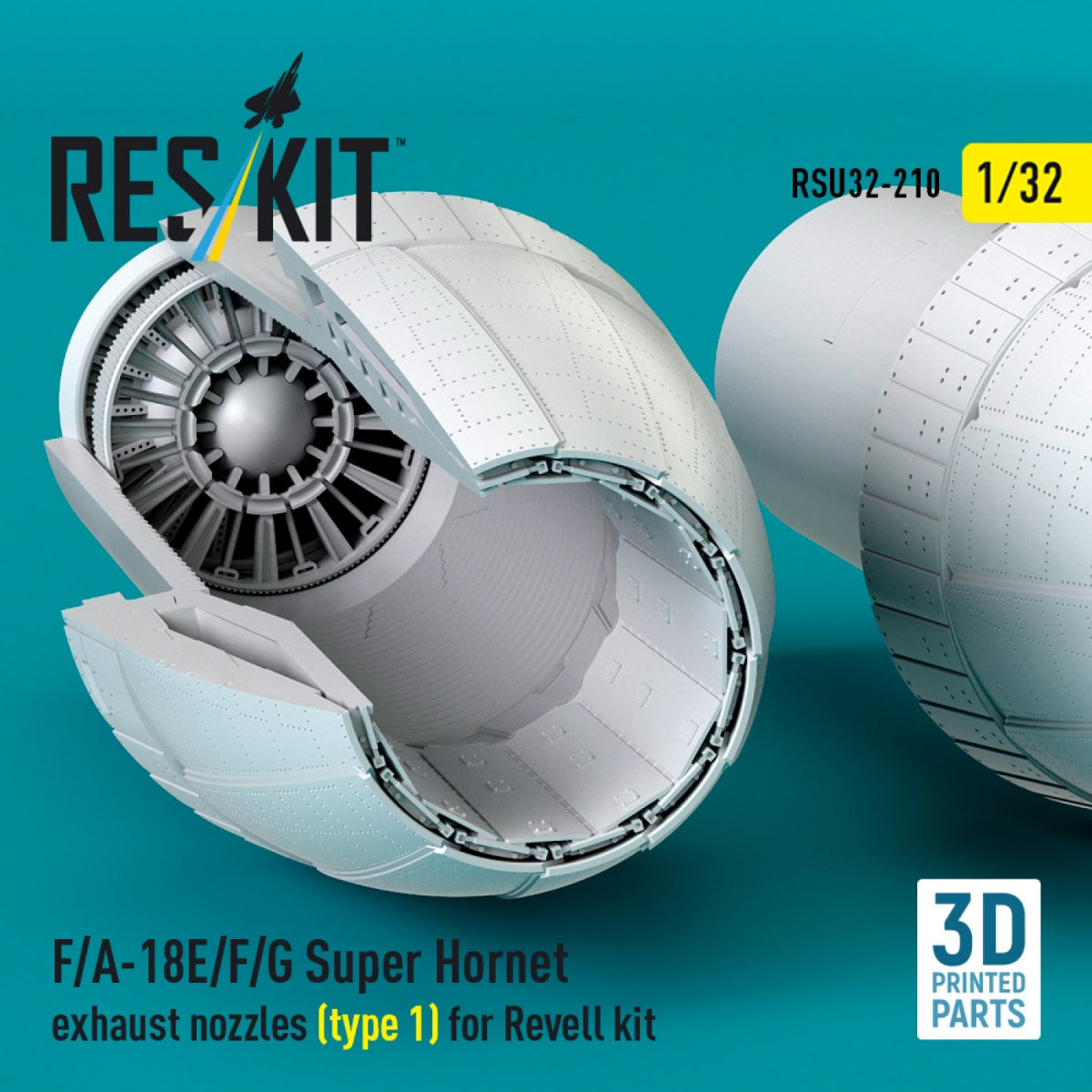 RESKIT RSU32-0210 F/A-18E/F/G Super Hornet exhaust nozzles (type 1) for Revell kit (3D Printed) 1/32