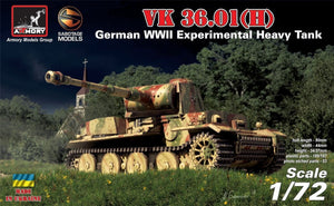 Armory Models 72210 VK 36.01(H) Char lourd expérimental allemand de la Seconde Guerre mondiale, échelle 1/72