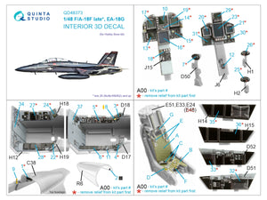 Quinta Studio QD48373 F/A-18F late / EA-18G 3D-Printed &amp;amp; coloured Interior on decal paper (Hobby Boss) 1/48 – immagine 2