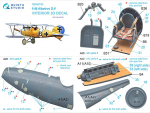 Quinta Studio QD48193 Albatros D.V 3D-Printed &amp;amp; coloured Interior on decal paper (Eduard) 1/48 – Bild 11