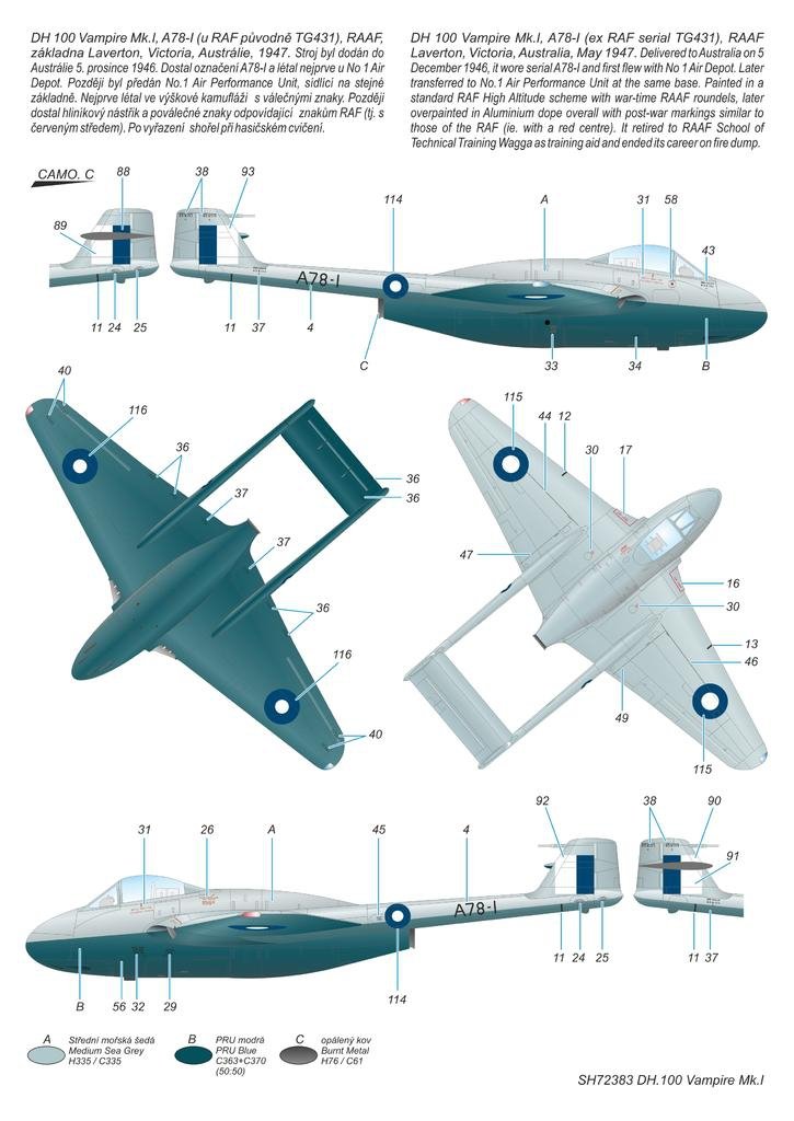 Special Hobby 72383 DH.100 Vampire Mk. I &amp;#39;RAF, RAAF and Armée de l&amp;#39;Air&amp;#39; 1/72 – immagine 3