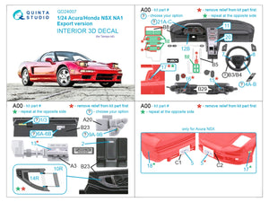 Intérieur imprimé en 3D et coloré sur papier décalcomanie (Tamiya) Quinta Studio QD24007 Acura-Honda NSX NA1 Version Export (Tamiya) 1/24 – image 2