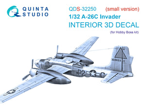Quinta Studio QDS-32250 A-26C Invader 3D-Printed &amp;amp; colored Interior on decal paper (Hobby Boss) (with 3D-printed resin parts) 1/32