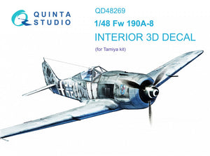 Quinta Studio QD48269 Fw 190A-8 3D-Printed &amp;amp; coloured Interior on decal paper (Tamiya) 1/48
