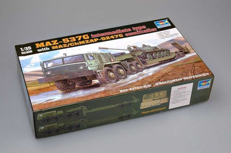 Trumpeter 00211 MAZ-537G intermediate type with MAZ/ChMZAP 5247G semi-trailer 1/35 – zdjęcie 2