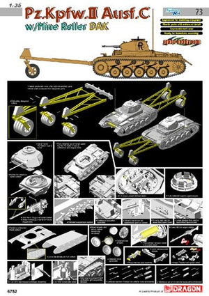 Cyber Hobby 6752 Pz. Kpfw.II Ausf. C w/Mine Roller DAK 1/35 – image 2