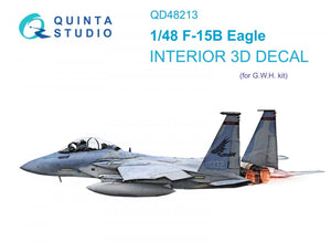 Quinta Studio QD48213 F-15B 3D-Printed &amp;amp; colored Interior on decal paper (GWH) 1/48