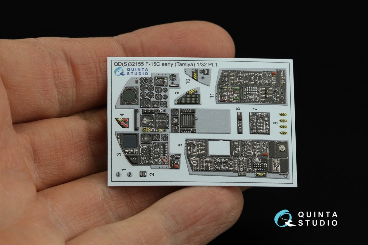 Quinta Studio QDS-32155 F-15C Early/F-15A/F-15J early 3D-Printed &amp;amp; coloured Interior on decal paper (Tamiya) (small version) 1/32 – imagen 12