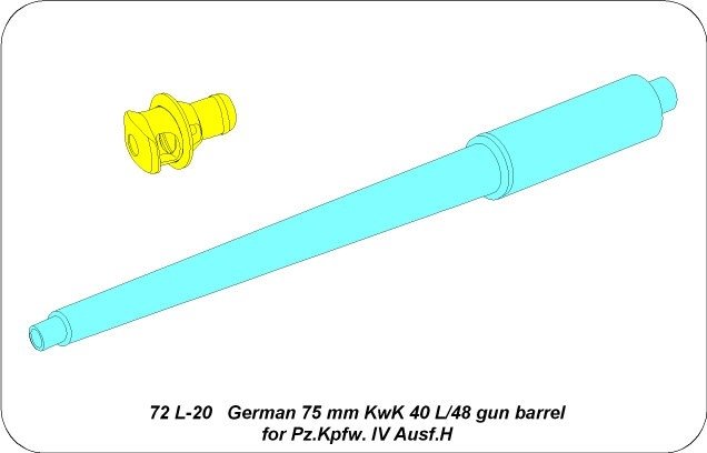 Aber 72L-20 Lufa 75mm KwK40L/48 do czołgu Panzer IV Ausf.H / German 75mm KwK 40 L/48 gun barrel for Pz.Kpfw. IV Ausf.H 1/72 – Bild 4