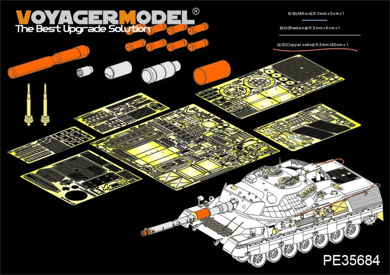 Maquette Voyager PE35684 du char de combat principal allemand Leopard 1A5 moderne pour TAKOM 2004, échelle 1/35