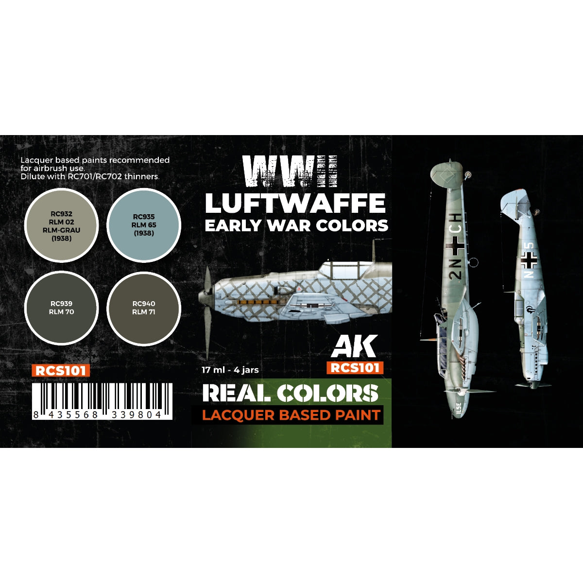 AK Interactive RCS101 Couleurs du début de la Luftwaffe (Seconde Guerre mondiale) 4 x 17 ml – image 2