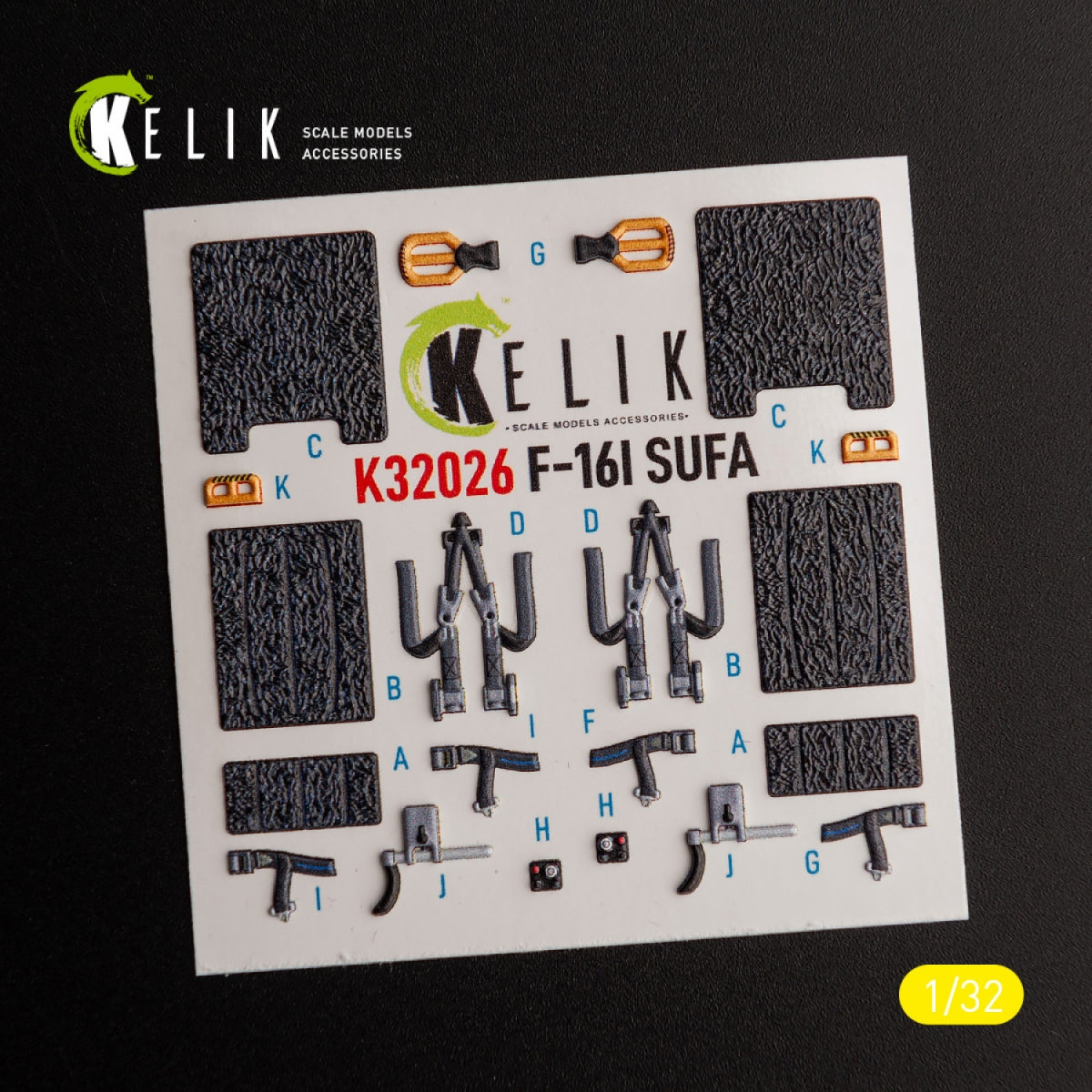KELIK K32026 F-16I &amp;quot;Sufa&amp;quot; - interior 3D decals for Academy kit 1/32 – immagine 3