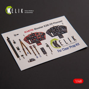 KELIK K48110 Gloster E28/39 Pioneer - interior 3D decals for ClearProp kit 1/48