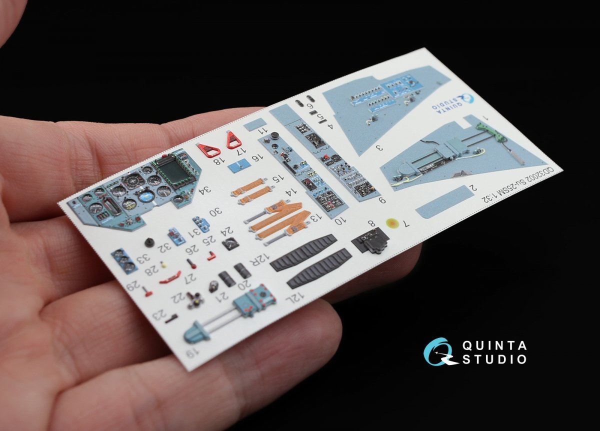 Quinta Studio QD32002 Su-25SM 3D-Printed &amp;amp; coloured Interior on decal paper (for Trumpeter kit) 1/32 – immagine 3