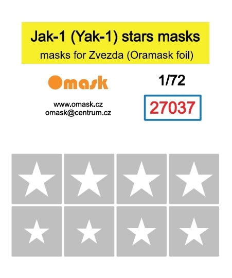 Omask 27037 Jak-1 (Yak-1) star masks (for Zvezda) 1/72