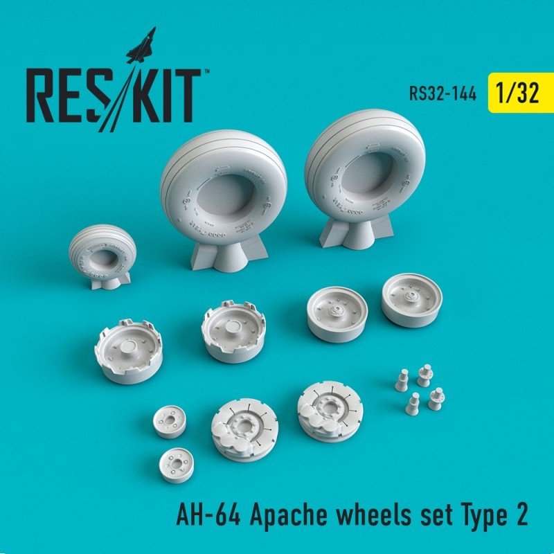 RESKIT RS32-0144 Jeu de roues AH-64 Apache Type 2 1/32