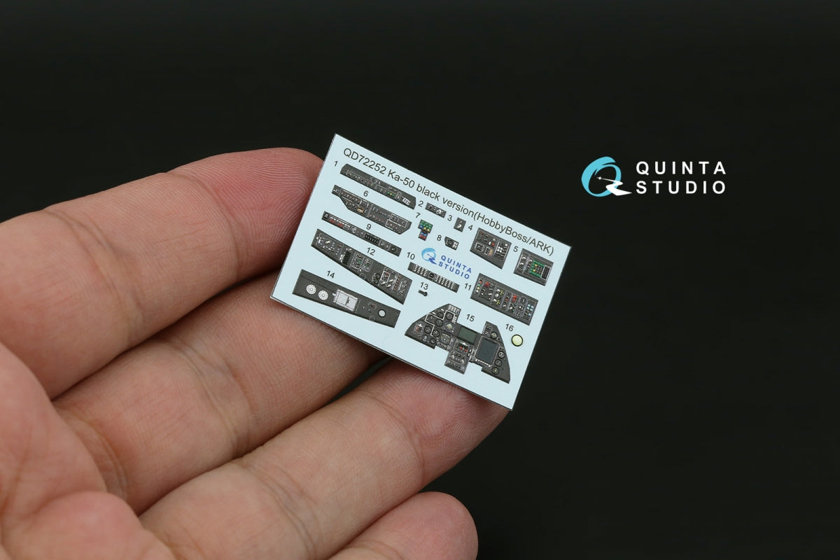 Quinta Studio QD+72252 Ka-50 (black panels) 3D-Printed &amp; coloured Interior on decal paper (HobbyBoss/ARK) (with 3D-printed resin parts) 1/72