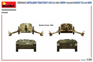 MiniArt 35395 GERMAN ARTILLERY TRACTOR T-60(r) &amp;amp; CREW Towing PaK40 GUN 1/35 – zdjęcie 6