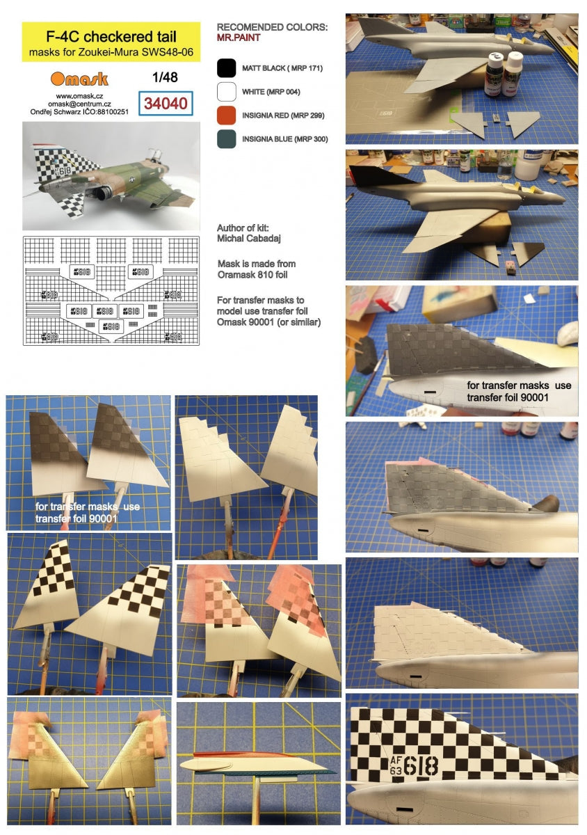 Omask 34040 F-4C checkered tail masks for Zoukei-Mura SWS48-06 1/48 – Bild 2
