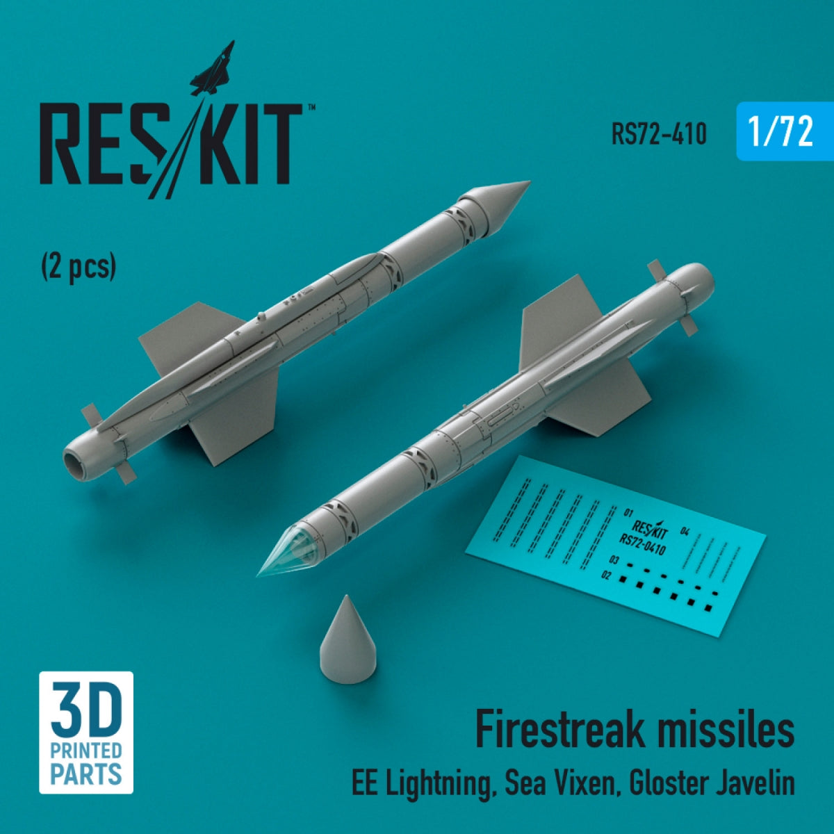 RESKIT RS72-0410 Firestreak missiles (2 pcs) (3D Printed) 1/72