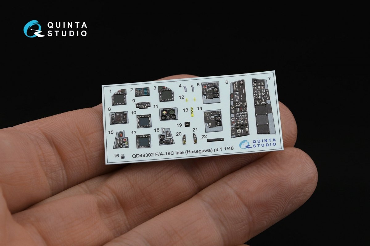 Quinta Studio QD48302 F/A-18C late 3D-Printed &amp;amp; coloured Interior on decal paper (Hasegawa) 1/48 – Bild 6