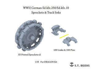 ET Modèle P35-066 Seconde Guerre mondiale allemand Sd.kfz.250/Sd.kfz.10 Pignons et maillons de chenille (imprimés en 3D) 1/35