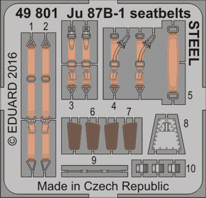 Ceintures de sécurité Eduard 49801 Ju 87B-1 STEEL AIRFIX 1/48