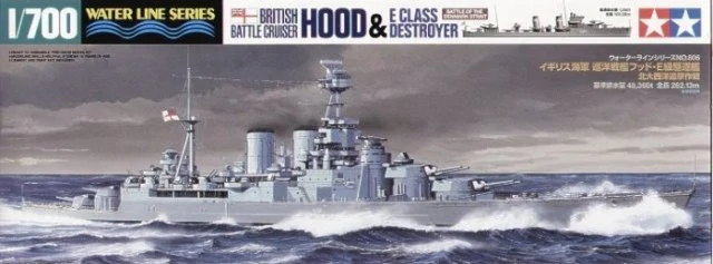Tamiya 31806 British Battle Cruiser Hood &amp;amp; E Class Destroyer Battle of the Denmark Strait 1/700