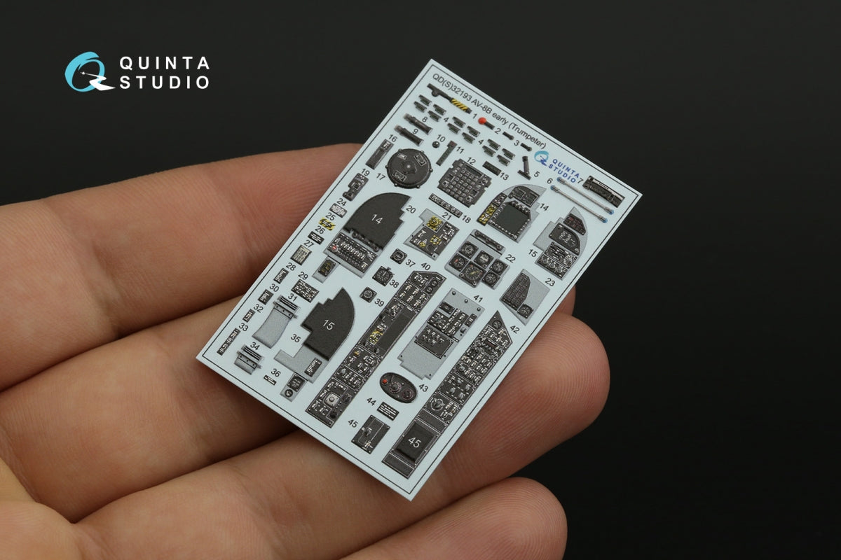 Quinta Studio QDS-32193 AV-8B Harrier II early 3D-Printed &amp;amp; colored Interior on decal paper (Trumpeter) (small) 1/32 – image 4