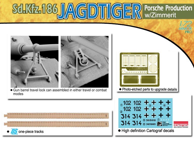 Dragon 7291 Jagdtiger, Porsche Version w/Zimmerit 1/72 – image 4