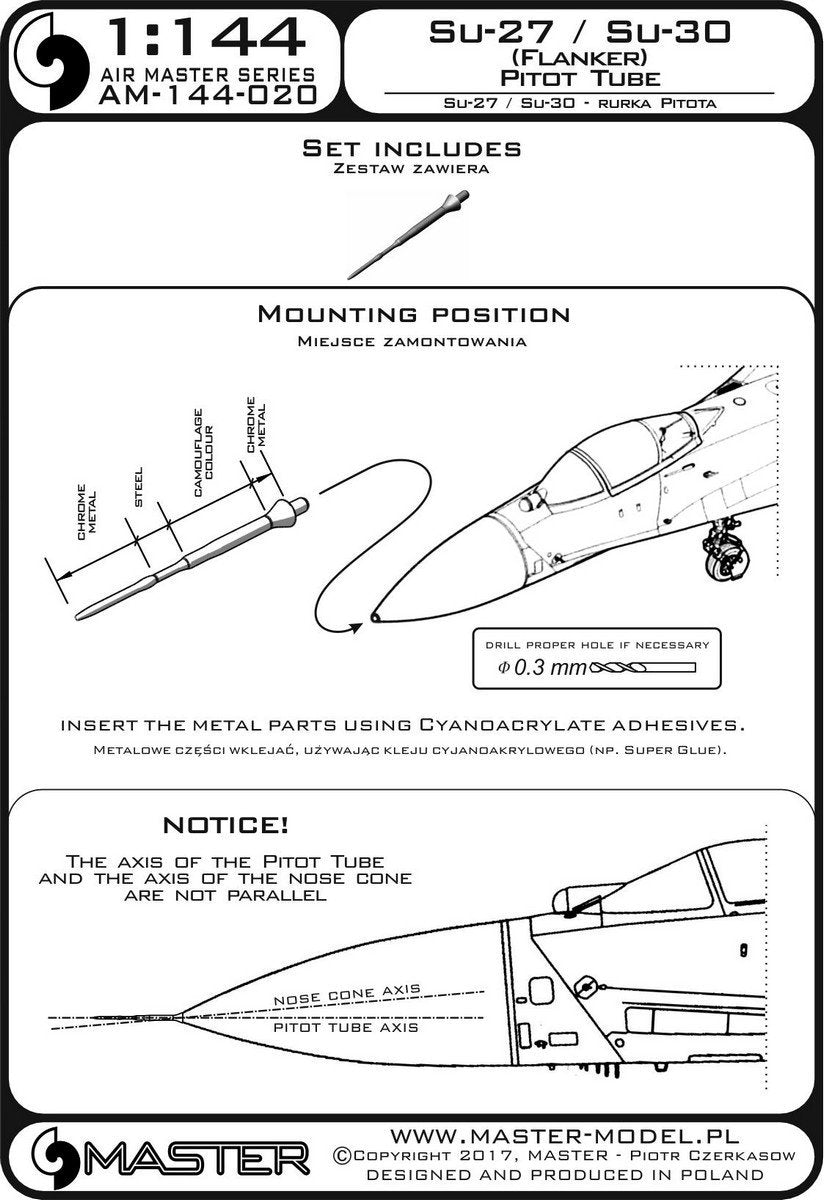 Master AM-144-020 Su-27/Su-30 (Flanker) - Tube Pitot (1/144) – image 3