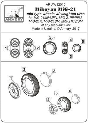 Armory Models AW32010 Mikoyan MiG-21 Fishbed roues avec pneus lestés, échelle 1/32 moyenne – image 7