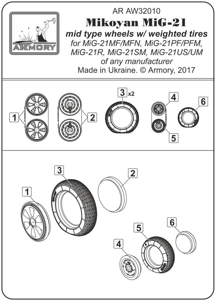 Armory Models AW32010 Mikoyan MiG-21 Fishbed roues avec pneus lestés, échelle 1/32 moyenne – image 7
