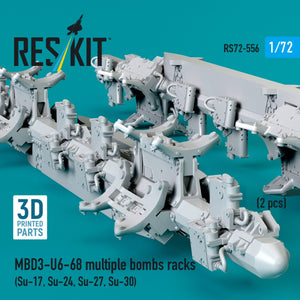 RESKIT RS72-0556 MBD3-U6-68 multiple bombs racks (2 pcs) (Su-17, Su-24, Su-27, Su-30) (3D Printed) 1/72