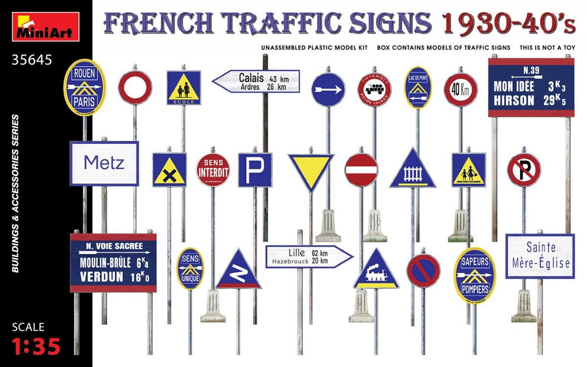 Miniart 35645 FRENCH TRAFFIC SIGNS 1930-40's 1/35