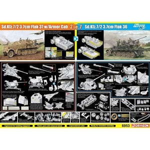 Dragon 6953 Sd.Kfz.7/2 3.7cm Flak37 w/Armored Cab x Sd.Kfz.7/2 3.7cm Flak36 (2in1) 1/35 – immagine 2
