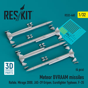 Missiles RESKIT RS32-0460 Meteor BVRAAM (4 pièces) (Impression 3D) 1/32