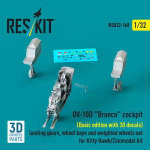 RESKIT RSU32-0169 OV-10D &amp;quot;Bronco&amp;quot; cockpit (Basic edition with 3D decals) landing gears, wheel bays and weighted wheels set for Kitty Hawk/Zimimodel kit (3D Printed) 1/32 – Bild 3