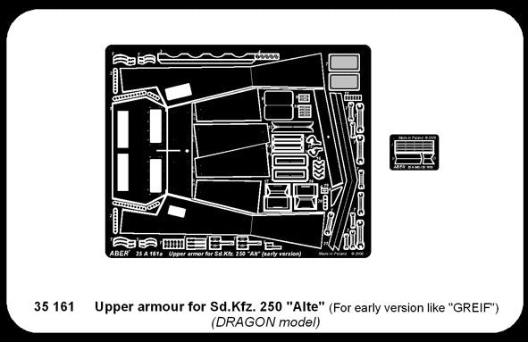 Aber 35161 Gorny pancerz do SD.Kfz.250 Alte wczesny (Greif) (DRA) 1/35 – immagine 5