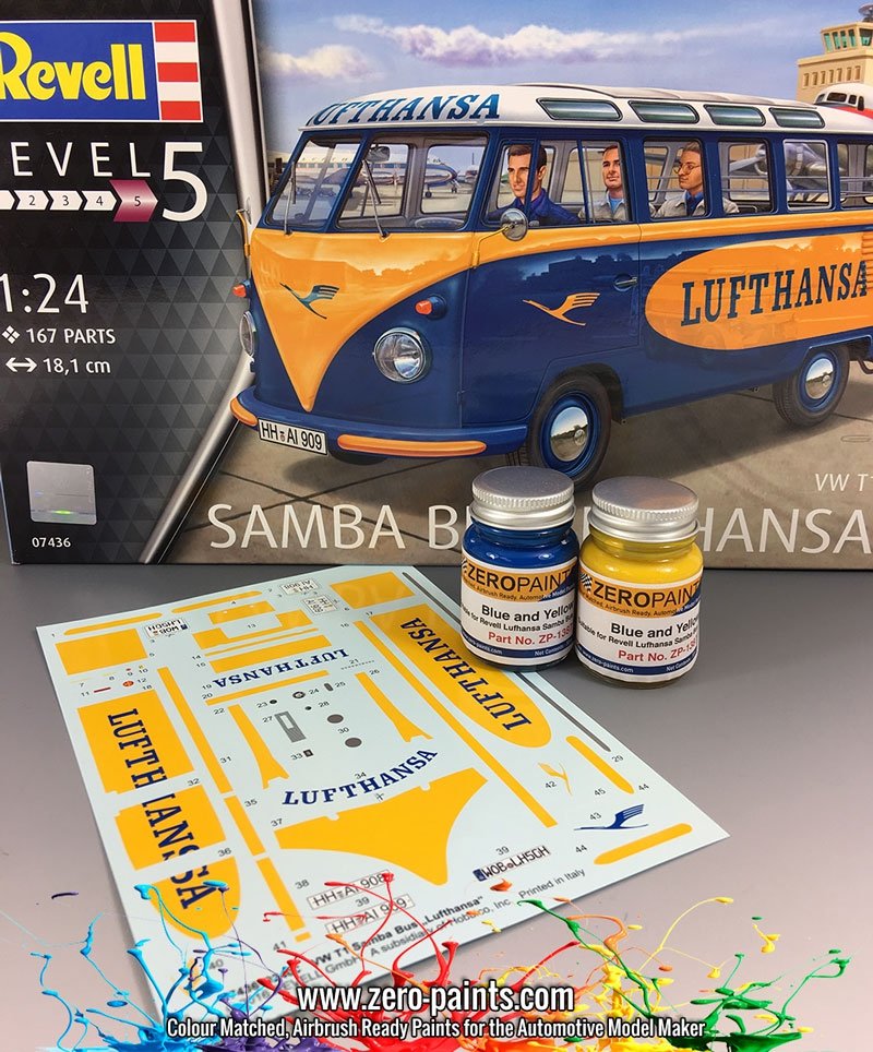 Zero Paints ZP-1387 Bus Lufthasa Samba - Coffret de peinture bleue et jaune 2 x 30 ml – image 2