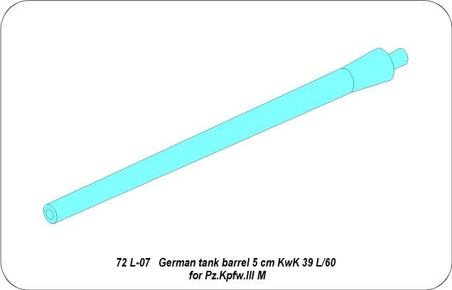 Aber 72L-07 Lufa 5 cm KwK 39 L/60 do czołgu Panzer III M / German tank barrel 5cm KwK 39 L/60 for Pz.Kpfw. III M 1/72 – Bild 4
