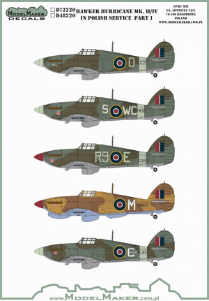 ModelMaker Decals D48220 Hawker Hurricane Mk.II/IV in Polish service part 1 1/48