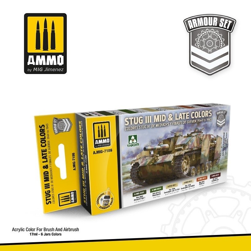 AMMO of Mig Jimenez 7186 ZESTAW: STUG III MID &amp;amp; LATE COLORS 44-45 6x17ml – Bild 2
