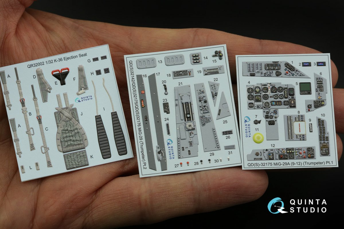 Quinta Studio QD32175 MiG-29 9-12 Fulcrum A 3D-Printed &amp;amp; coloured Interior on decal paper (Trumpeter) 1/32 – imagen 2