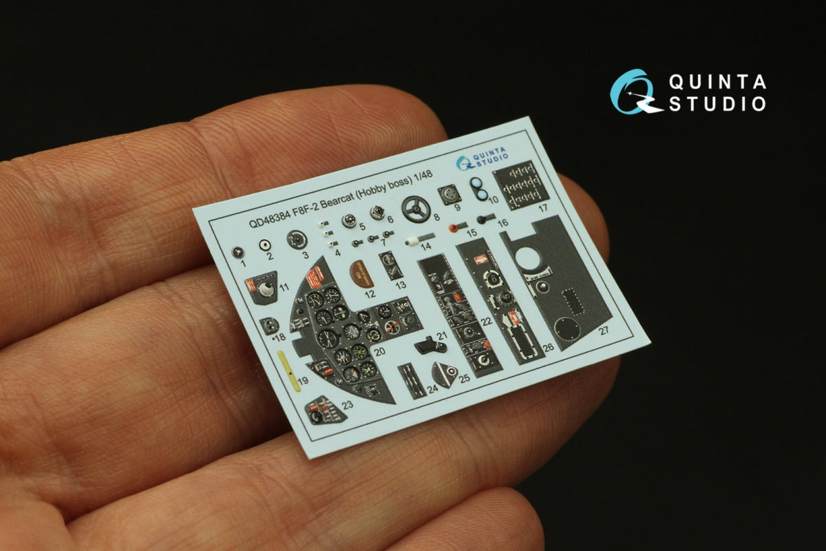 Quinta Studio QD48384 F8F-2 Bearcat 3D-Printed &amp;amp; coloured Interior on decal paper (Hobby Boss) 1/48 – Bild 3